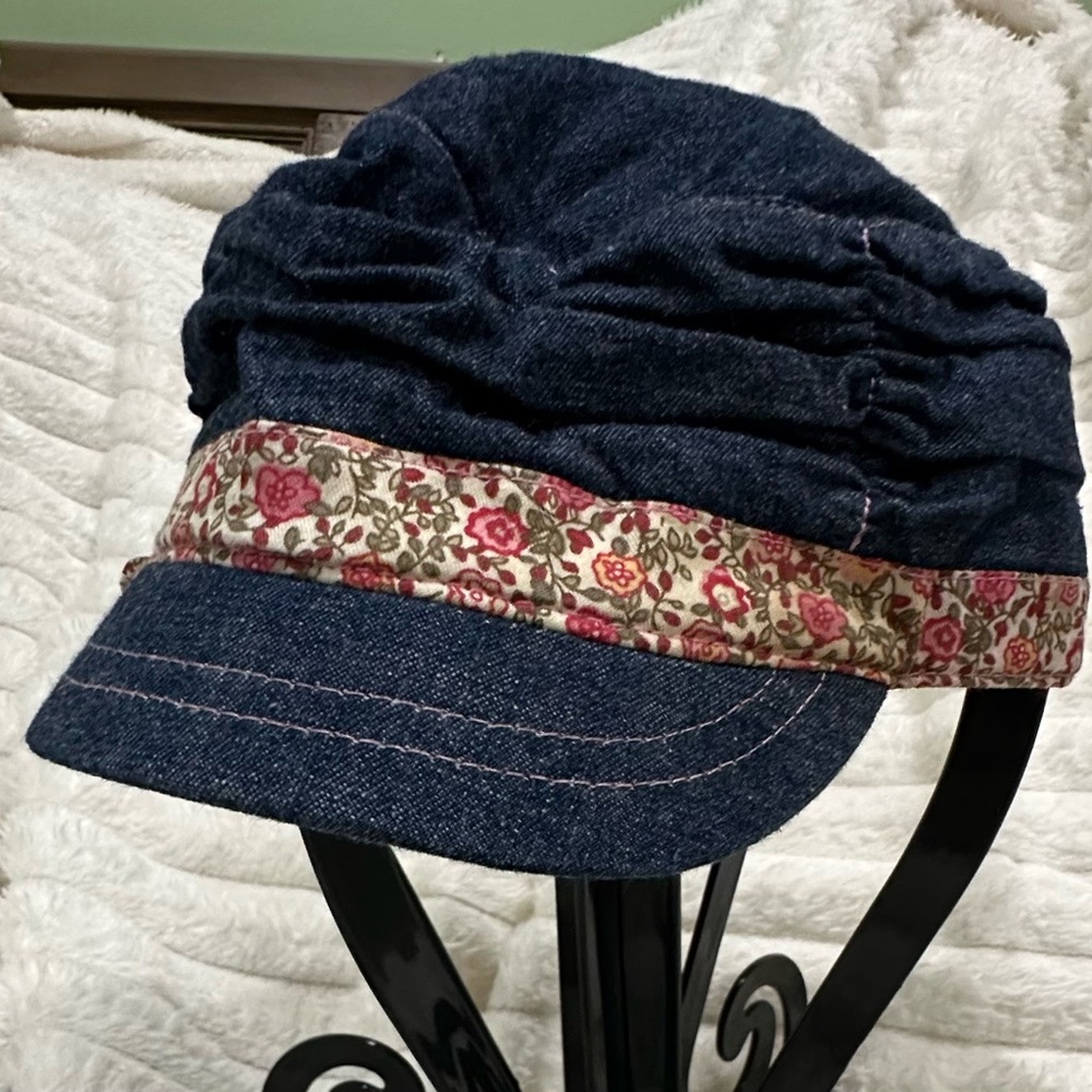 💕Girls💕 Denim Cap with Floral Band